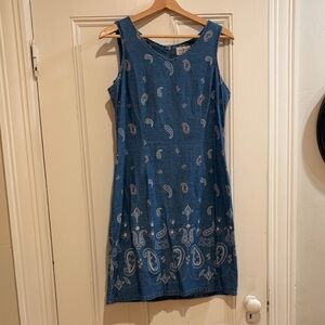 Chic Paisley Denim Midi Dress